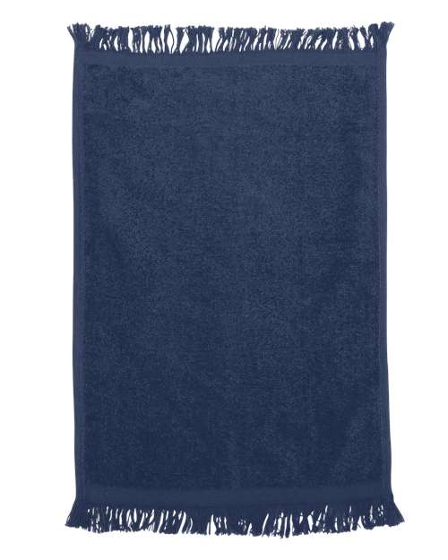 Q-Tees T100 Fringed Fingertip Towel #color_Navy