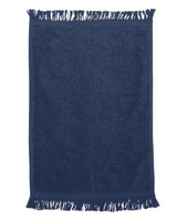 Q-Tees T100 Fringed Fingertip Towel #color_Navy