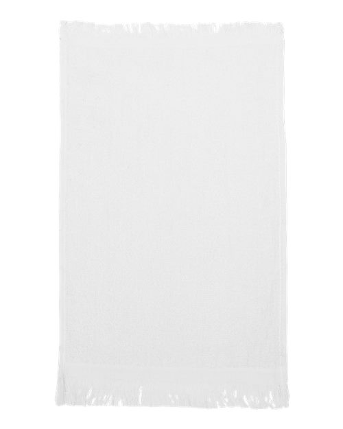 Q-Tees T100 Fringed Fingertip Towel #color_White