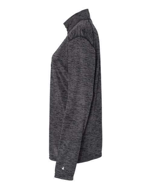 Badger 4173 Women’s Tonal Blend Quarter-Zip Pullover #color_Black Tonal Blend