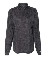 Badger 4173 Women’s Tonal Blend Quarter-Zip Pullover #color_Black Tonal Blend