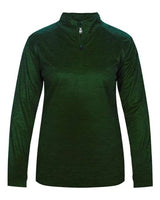 Badger 4173 Women’s Tonal Blend Quarter-Zip Pullover #color_Forest Tonal Blend