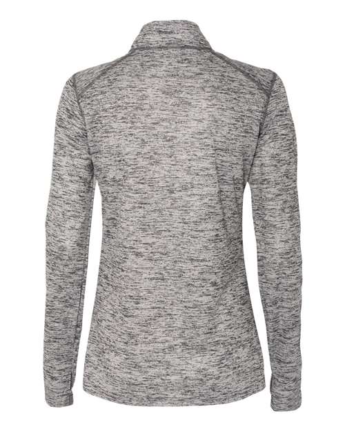 Badger 4173 Women’s Tonal Blend Quarter-Zip Pullover #color_Graphite Tonal Blend