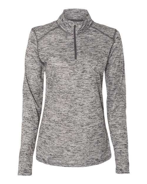 Badger 4173 Women’s Tonal Blend Quarter-Zip Pullover #color_Graphite Tonal Blend