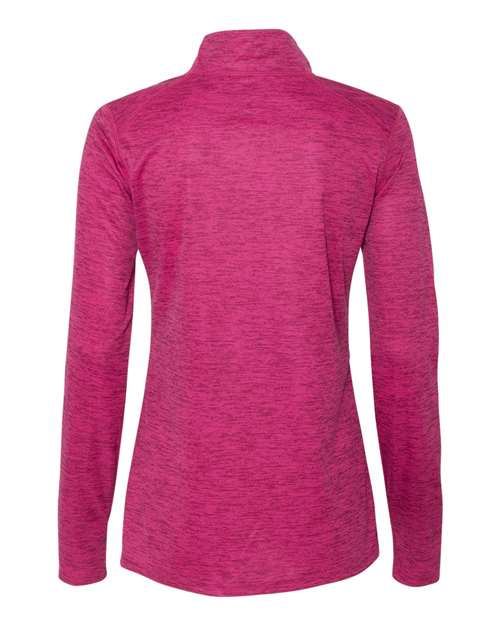 Badger 4173 Women’s Tonal Blend Quarter-Zip Pullover #color_Hot Pink Tonal Blend