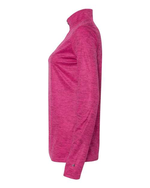 Badger 4173 Women’s Tonal Blend Quarter-Zip Pullover #color_Hot Pink Tonal Blend