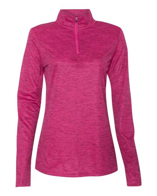 Badger 4173 Women’s Tonal Blend Quarter-Zip Pullover #color_Hot Pink Tonal Blend