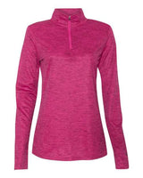 Badger 4173 Women’s Tonal Blend Quarter-Zip Pullover #color_Hot Pink Tonal Blend