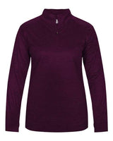 Badger 4173 Women’s Tonal Blend Quarter-Zip Pullover #color_Maroon Tonal Blend