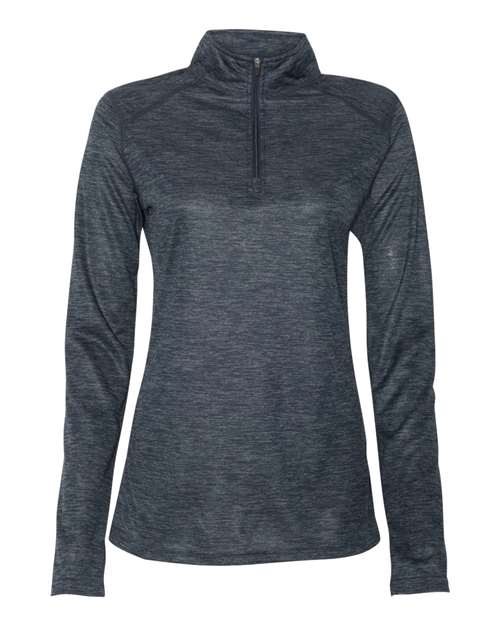Badger 4173 Women’s Tonal Blend Quarter-Zip Pullover #color_Navy Tonal Blend