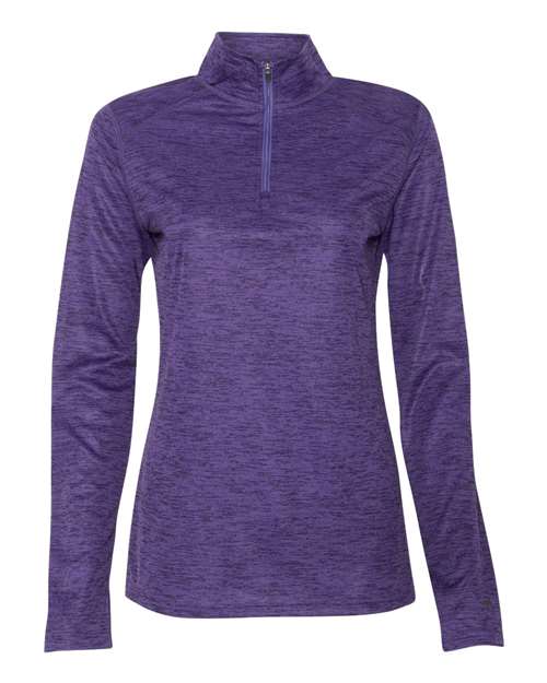 Badger 4173 Women’s Tonal Blend Quarter-Zip Pullover #color_Purple Tonal Blend