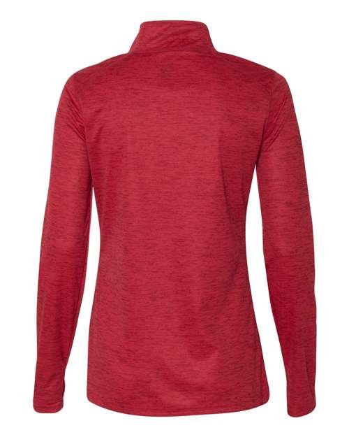 Badger 4173 Women’s Tonal Blend Quarter-Zip Pullover #color_Red Tonal Blend