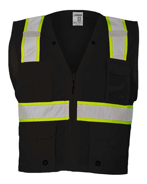 Kishigo B100-111 EV Series Enhanced Visibility Multi-Pocket Mesh Vest