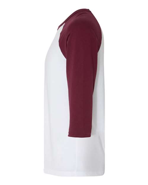 Bella + Canvas 3200 Unisex 3/4-Sleeve Baseball T-Shirt #color_WHITE/ MAROON