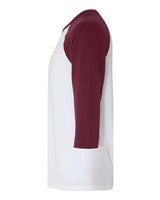 Bella + Canvas 3200 Unisex 3/4-Sleeve Baseball T-Shirt #color_WHITE/ MAROON