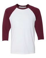 Bella + Canvas 3200 Unisex 3/4-Sleeve Baseball T-Shirt #color_WHITE/ MAROON