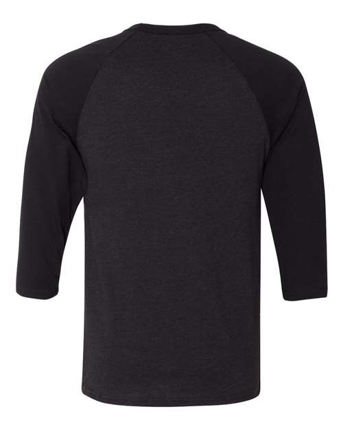 Bella + Canvas 3200 Unisex 3/4-Sleeve Baseball T-Shirt #color_BLK HEATHER/ BLK
