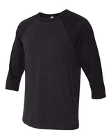Bella + Canvas 3200 Unisex 3/4-Sleeve Baseball T-Shirt #color_BLK HEATHER/ BLK