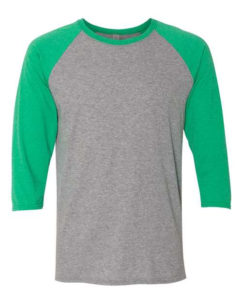 Jerzees 601RR Adult TRI-BLEND Baseball Raglan #color_OXFRD/ IR GRN HT