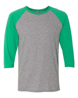Jerzees 601RR Adult TRI-BLEND Baseball Raglan #color_OXFRD/ IR GRN HT