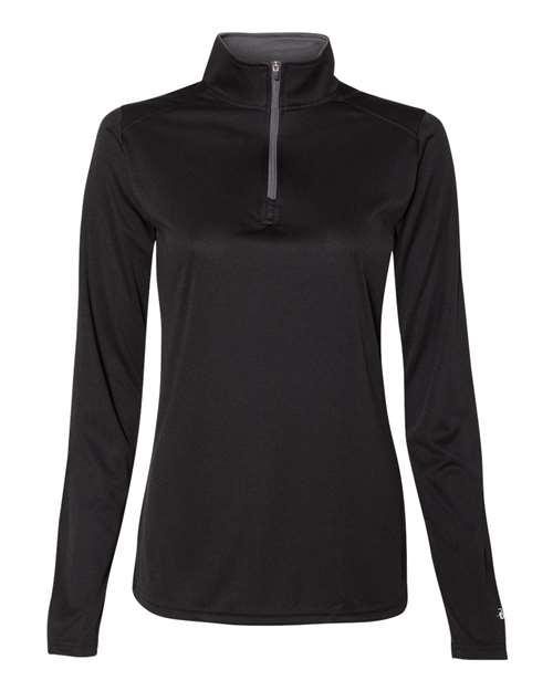 Badger 4103 Women’s B-Core Quarter-Zip Pullover #color_Black/ Graphite