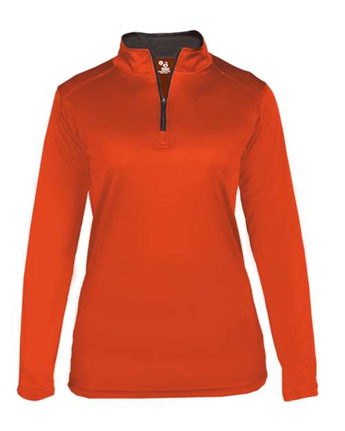 Badger 4103 Women’s B-Core Quarter-Zip Pullover #color_Burnt Orange/ Graphite