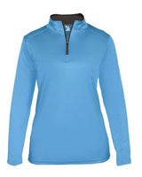 Badger 4103 Women’s B-Core Quarter-Zip Pullover #color_Columbia Blue/ Graphite