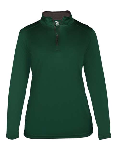 Badger 4103 Women’s B-Core Quarter-Zip Pullover #color_Forest/ Graphite