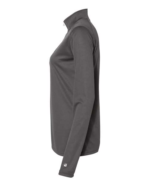 Badger 4103 Women’s B-Core Quarter-Zip Pullover #color_Graphite/ Black