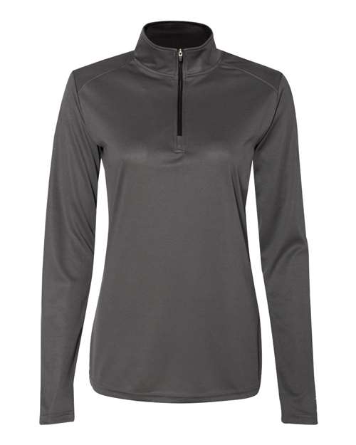 Badger 4103 Women’s B-Core Quarter-Zip Pullover #color_Graphite/ Black