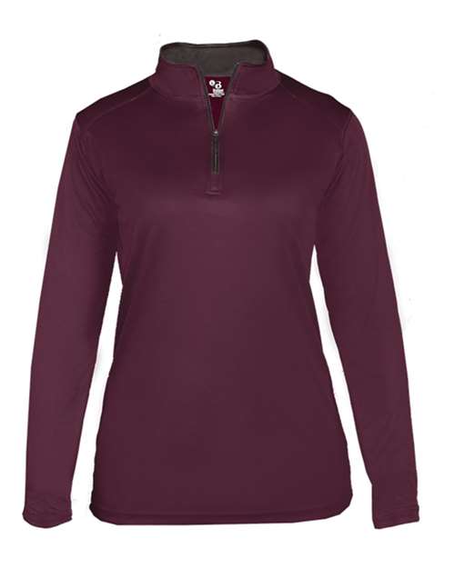Badger 4103 Women’s B-Core Quarter-Zip Pullover #color_Maroon/ Graphite