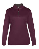 Badger 4103 Women’s B-Core Quarter-Zip Pullover #color_Maroon/ Graphite