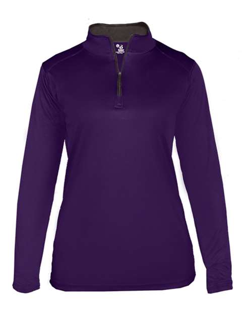 Badger 4103 Women’s B-Core Quarter-Zip Pullover #color_Purple/ Graphite