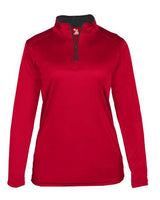 Badger 4103 Women’s B-Core Quarter-Zip Pullover #color_Red/ Graphite