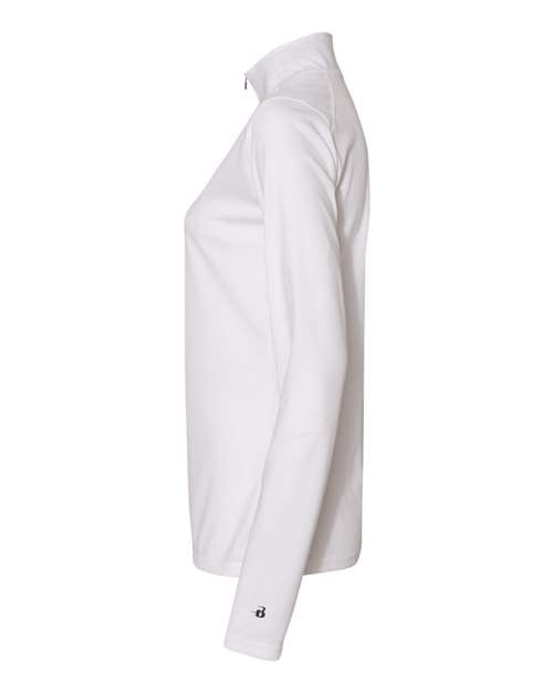 Badger 4103 Women’s B-Core Quarter-Zip Pullover #color_White/ Graphite