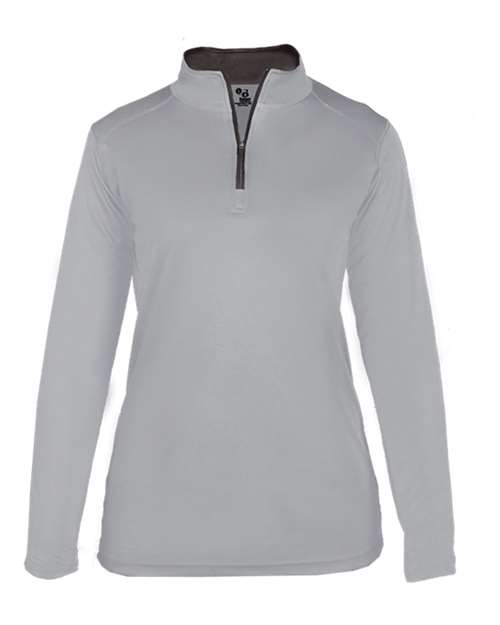 Badger 4103 Women’s B-Core Quarter-Zip Pullover #color_Silver/ Graphite