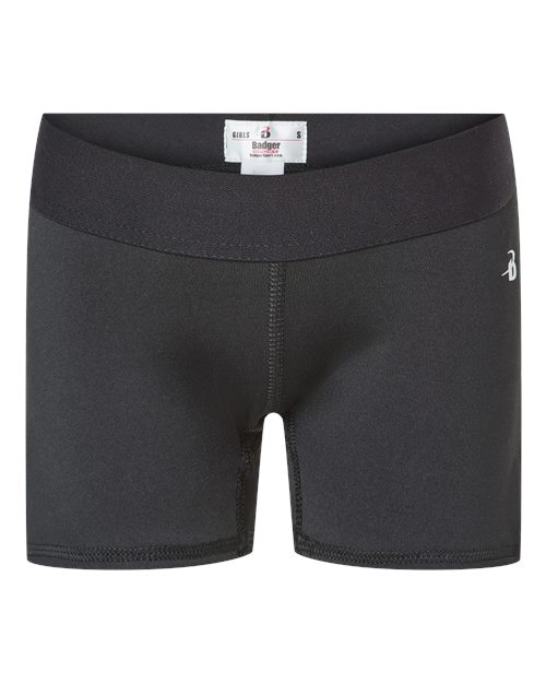 Badger 2629 Girls' Pro-Compression Shorts #color_Black