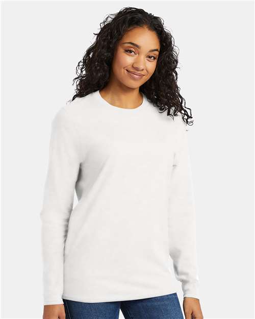 Hanes 498L Adult Nano-T Long-Sleeve T-Shirt #color_WHITE