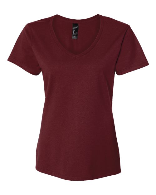 Hanes S04V Ladies' Nano-T V-Neck T-Shirt #color_MAROON