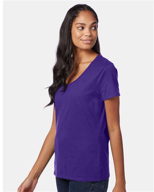 Hanes S04V Ladies' Nano-T V-Neck T-Shirt #color_PURPLE