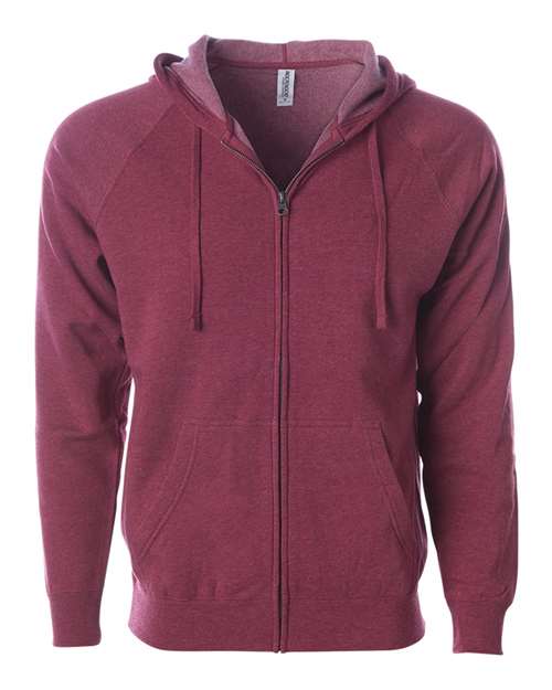 Independent Trading Co. PRM33SBZ Special Blend Raglan Full-Zip Hooded Sweatshirt #color_Crimson