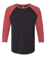 Next Level 6051 Unisex Triblend 3/4-Sleeve Raglan #color_VIN RED/ VIN BLK