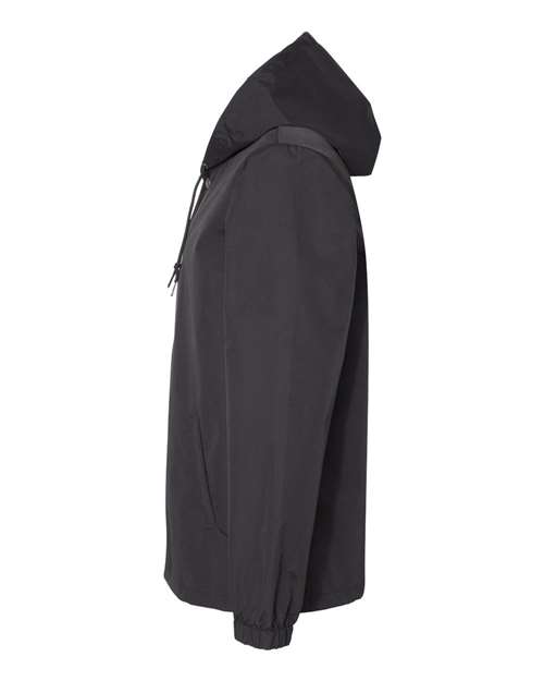 Independent Trading Co. EXP95NB Water-Resistant Hooded Windbreaker #color_Black/ Black