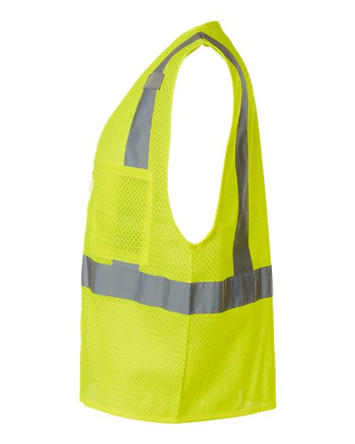 Kishigo 1089-1090 Single Pocket Zipper Mesh Vest #color_Lime