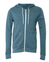 Bella + Canvas 3739 Unisex Poly-Cotton Fleece Full-Zip Hooded Sweatshirt #color_HTHR DEEP TEAL