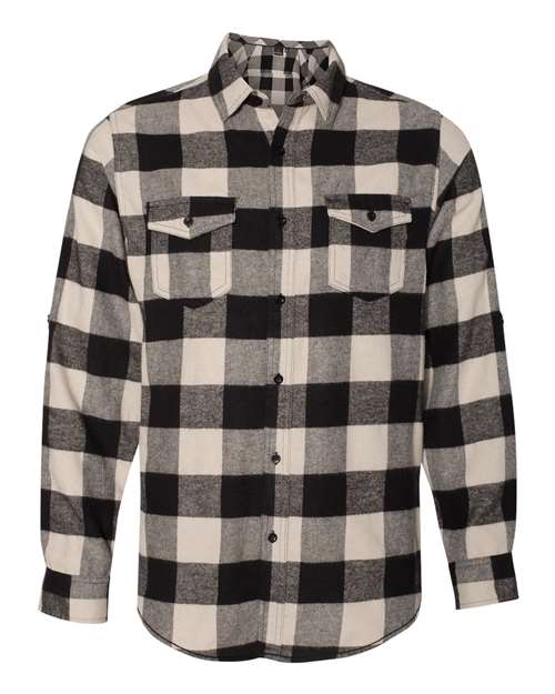Burnside B8210 Men's Plaid Flannel Shirt #color_ECRU/ BLACK