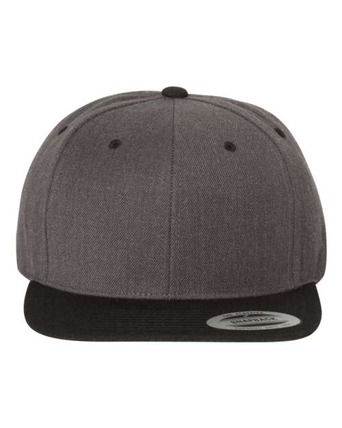 Yupoong 6089MT Adult 6-Panel Structured Flat Visor Classic Two-Tone Snapback #color_DRK HTHR/ BLACK