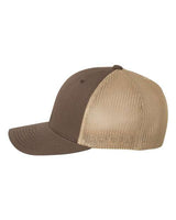 Flexfit 6511 Adult 6-Panel Trucker Hat #color_BROWN/ KHAKI