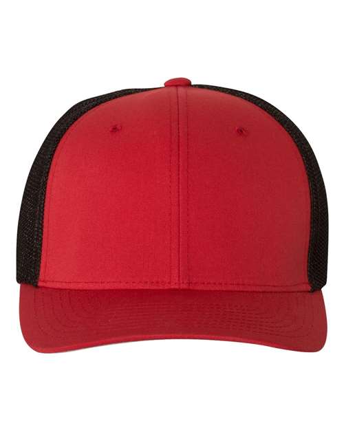 Flexfit 6511 Adult 6-Panel Trucker Hat #color_RED/ BLACK