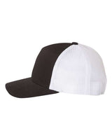 Yupoong 6506 Adult 5-Panel Retro Trucker Hat #color_BLACK/ WHITE